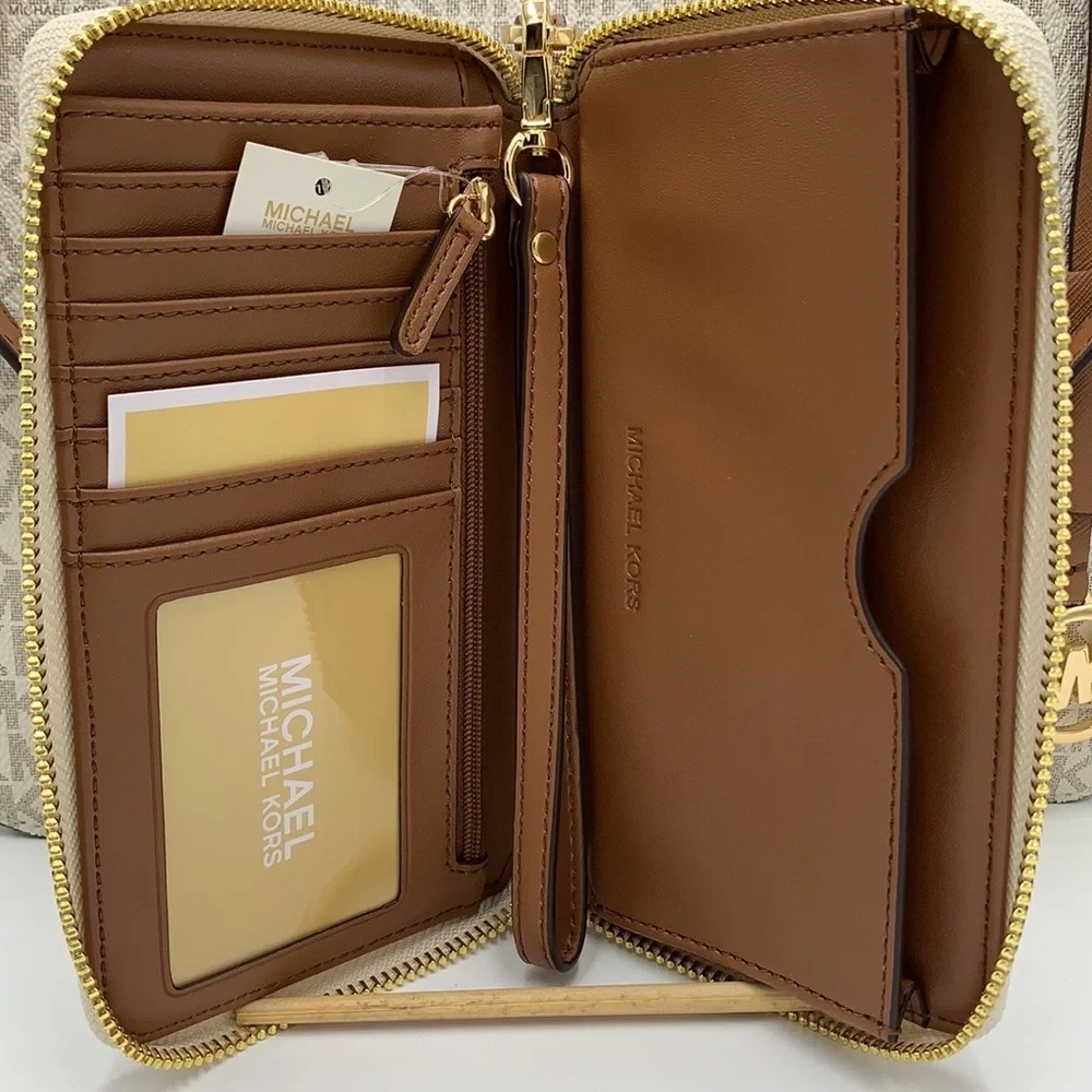 MICHAEL KORS LARGE X CHAIN SHOULDER TOTE & LG FLAT MULTIFUNCTIONAL PHONE CASE - Picture 8 of 16